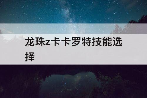 龙珠z卡卡罗特技能选择