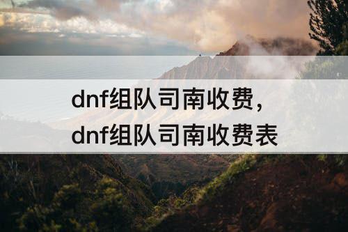 dnf组队司南收费，dnf组队司南收费表