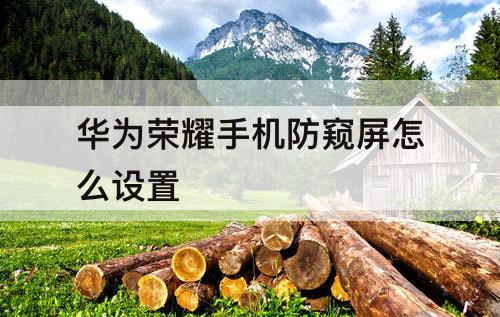 华为荣耀手机防窥屏怎么设置
