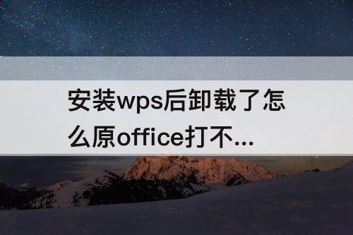安装wps后卸载了怎么原office打不开了