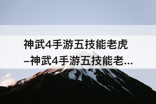 神武4手游五技能老虎-神武4手游五技能老虎打书