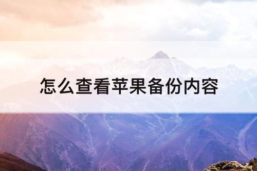 怎么查看苹果备份内容