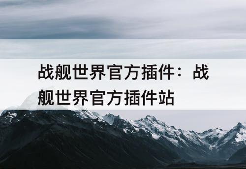 战舰世界官方插件：战舰世界官方插件站