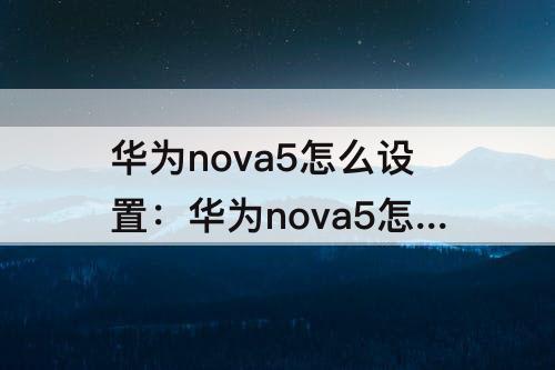 华为nova5怎么设置：华为nova5怎么设置返回键