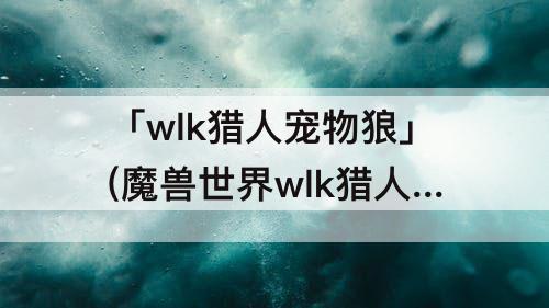「wlk猎人宠物狼」(魔兽世界wlk猎人宠物狼)
