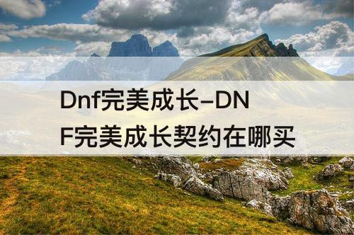 Dnf完美成长-DNF完美成长契约在哪买
