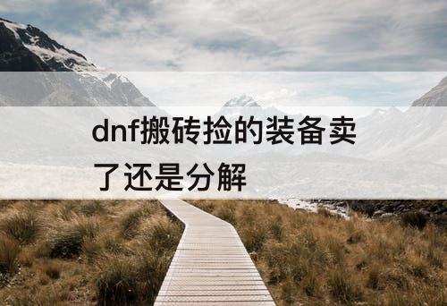 dnf搬砖捡的装备卖了还是分解