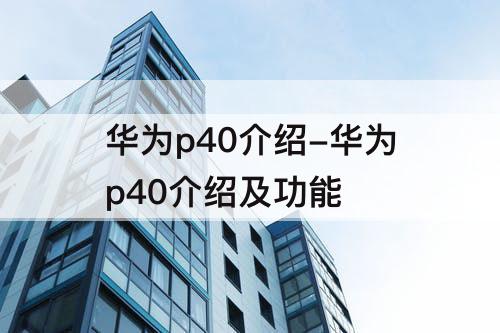 华为p40介绍-华为p40介绍及功能