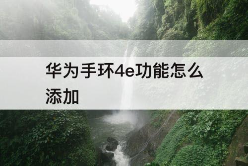 华为手环4e功能怎么添加
