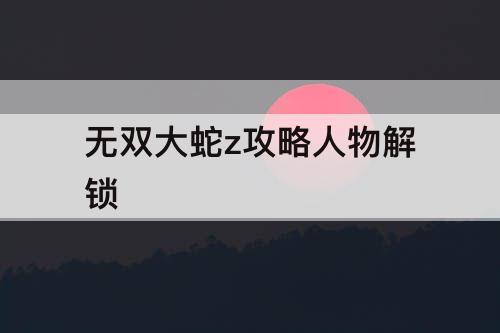 无双大蛇z攻略人物解锁