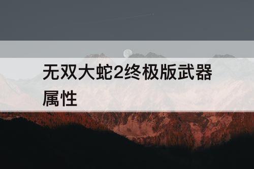 无双大蛇2终极版武器属性
