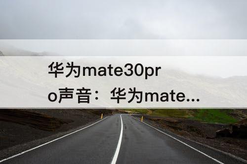 华为mate30pro声音：华为mate30pro声音大小怎么调