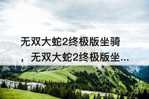 无双大蛇2终极版坐骑，无双大蛇2终极版坐骑解锁条件
