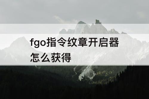 fgo指令纹章开启器怎么获得