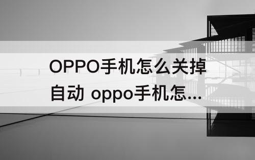 OPPO手机怎么关掉自动 oppo手机怎么关掉自动更新系统