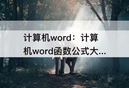 计算机word：计算机word函数公式大全