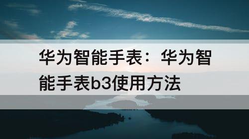 华为智能手表：华为智能手表b3使用方法