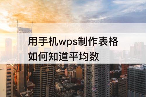 用手机wps制作表格如何知道平均数