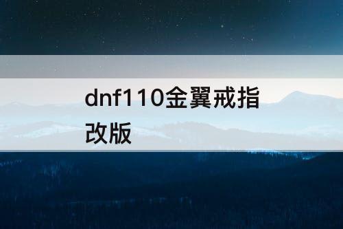 dnf110金翼戒指改版