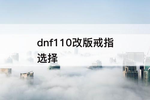 dnf110改版戒指选择