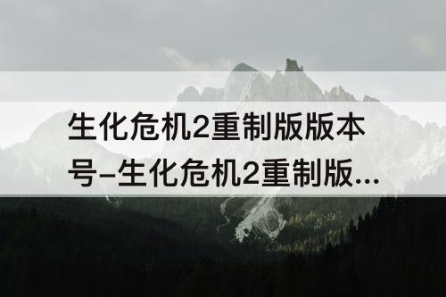 生化危机2重制版版本号-生化危机2重制版版本号怎么看