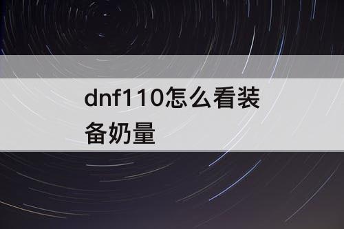 dnf110怎么看装备奶量