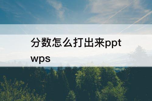 分数怎么打出来pptwps