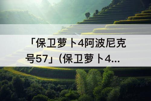 「保卫萝卜4阿波尼克号57」(保卫萝卜4阿波尼克号57关攻略解法)
