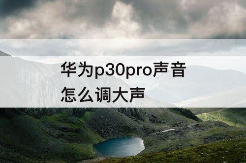 华为p30pro声音怎么调大声