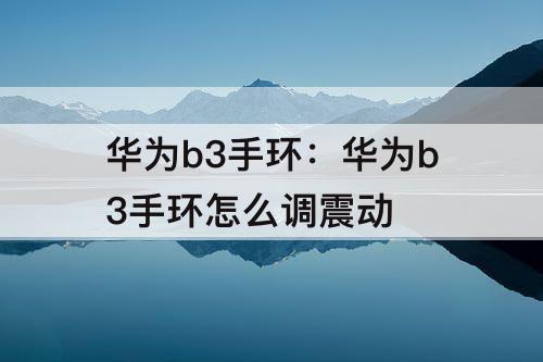 华为b3手环：华为b3手环怎么调震动