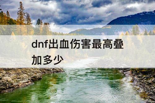 dnf出血伤害最高叠加多少