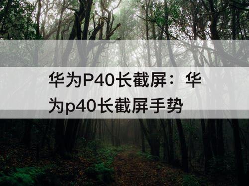华为P40长截屏：华为p40长截屏手势