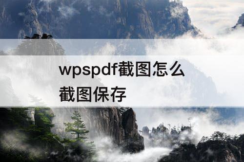 wpspdf截图怎么截图保存