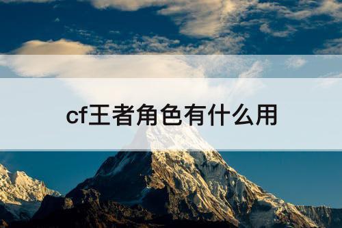cf王者角色有什么用