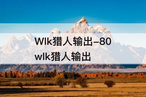 Wlk猎人输出-80wlk猎人输出