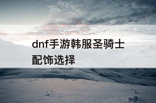 dnf手游韩服圣骑士配饰选择
