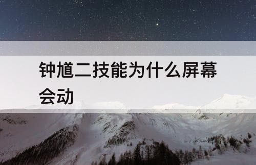 钟馗二技能为什么屏幕会动