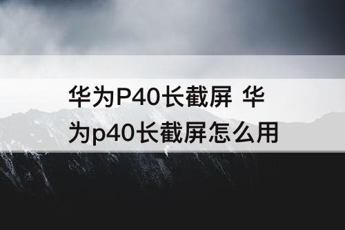 华为P40长截屏 华为p40长截屏怎么用