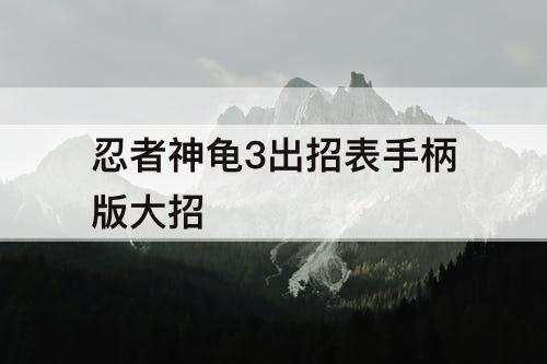 忍者神龟3出招表手柄版大招