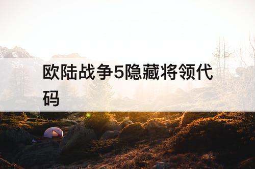 欧陆战争5隐藏将领代码