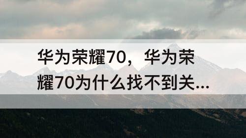 华为荣耀70,华为荣耀70为什么找不到关闭HD