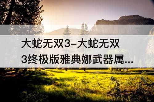 大蛇无双3-大蛇无双3终极版雅典娜武器属性搭配