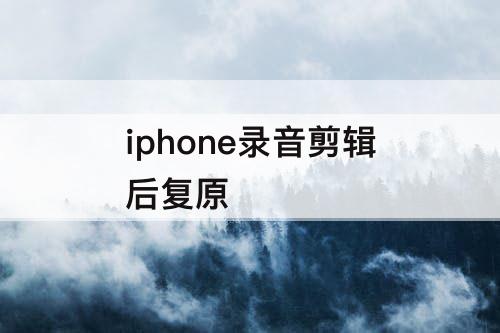 iphone录音剪辑后复原