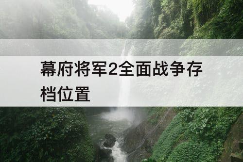 幕府将军2全面战争存档位置