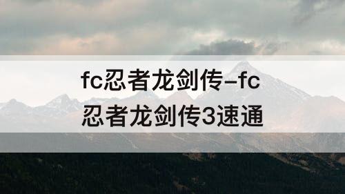 fc忍者龙剑传-fc忍者龙剑传3速通