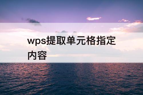 wps提取单元格指定内容